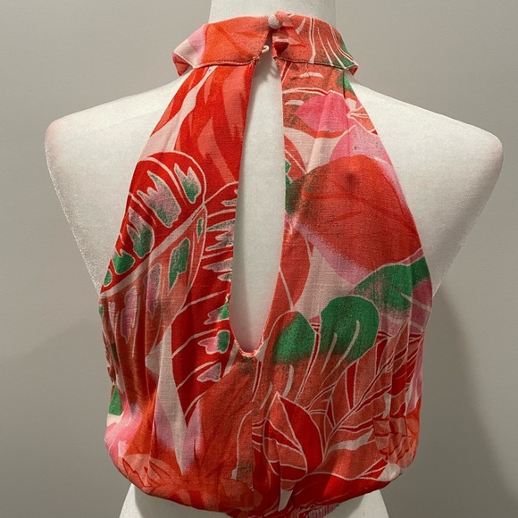 Tropical Halter Top in Red and Pink - Picture 2 of 3